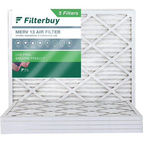 Filterbuy 18x24x1 Air Filter MERV 13, Pleated HVAC AC Furnace Filters